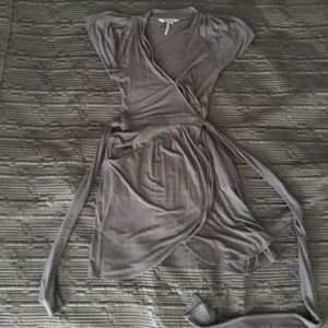Grey Dress with w/Wrap-Around Belt and Pockets